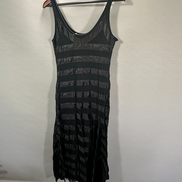 Vintage Delilah by Ninivah Khomo Dress Womens 6 Black Maxi Tank Sheer Stripes - Picture 7 of 10